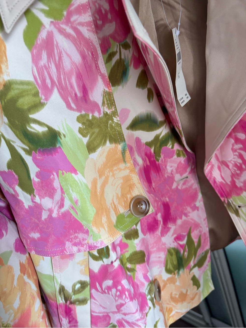 NWT Maeve Retro Floral Cropped Trench Coat XS - Picture 10 of 11